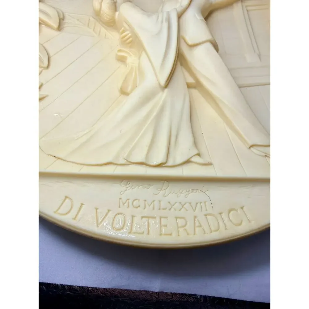 Gino Ruggeri Madama Butterfly Di Volteradici Alabaster Relief Wall Plaque Italy